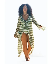 Fashion-szn Curve Women's Tie Dye Ruffle Resort Kaftan