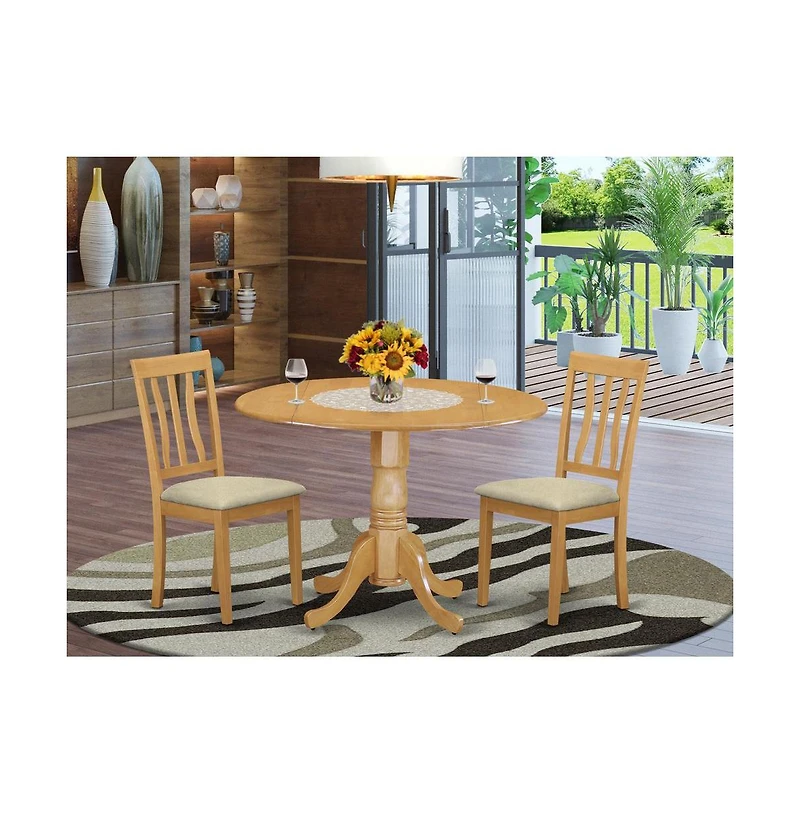 East West Furniture 3 PcTable and chair set - Kitchen dinette Table and 2 Kitchen Chairs