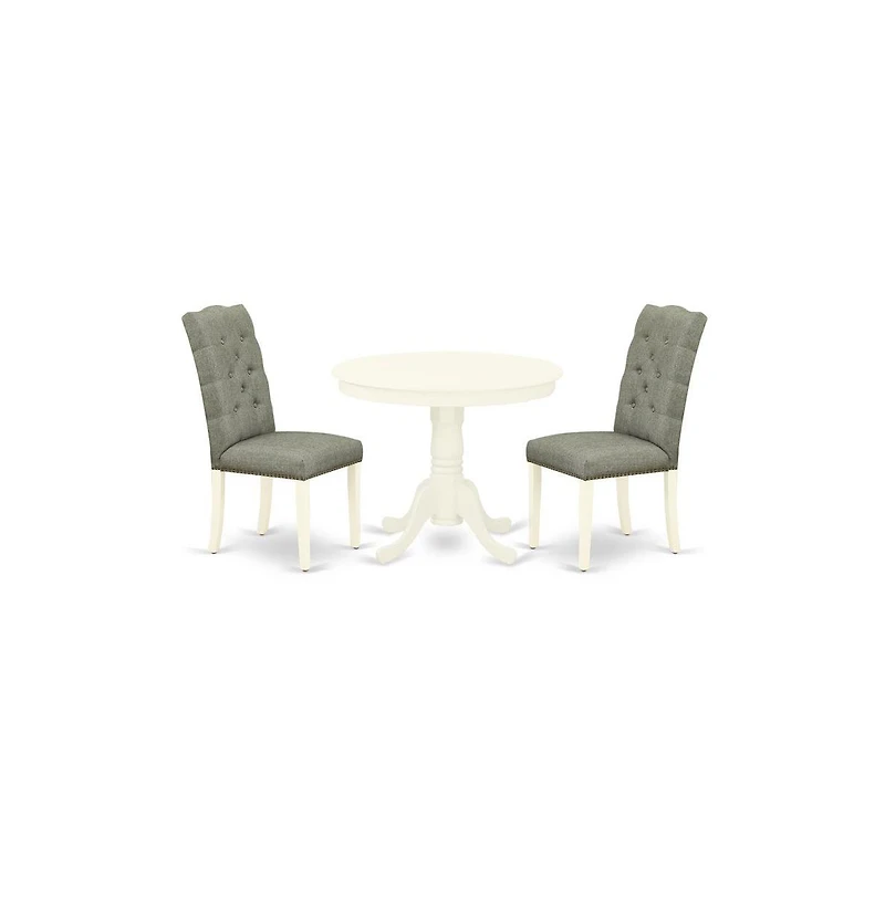 East West Furniture Dining Room Set Linen White