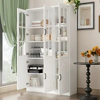 Famapy -Shelf Bookshelf Bookcase with Glass Doors
