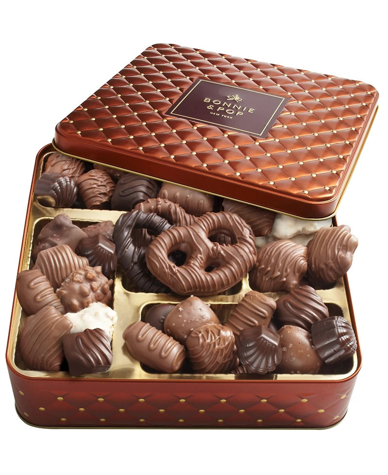 Bonnie & Pop Holiday Chocolate Copper Gift Tin, 28 Pieces