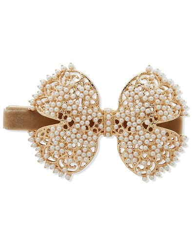 lonna & lilly Cubic Zirconia and Cultivated Pearl Bow Barrette