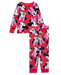 Ame Girls 2T-4T 2-Piece Minnie Mouse Print Top and Pants Pajama Set