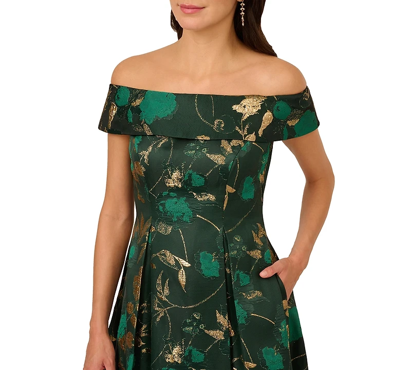 Adrianna Papell Women's Off-The-Shoulder Midi Dress