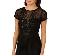 Adrianna Papell Women's Bead Pleat Long Dress
