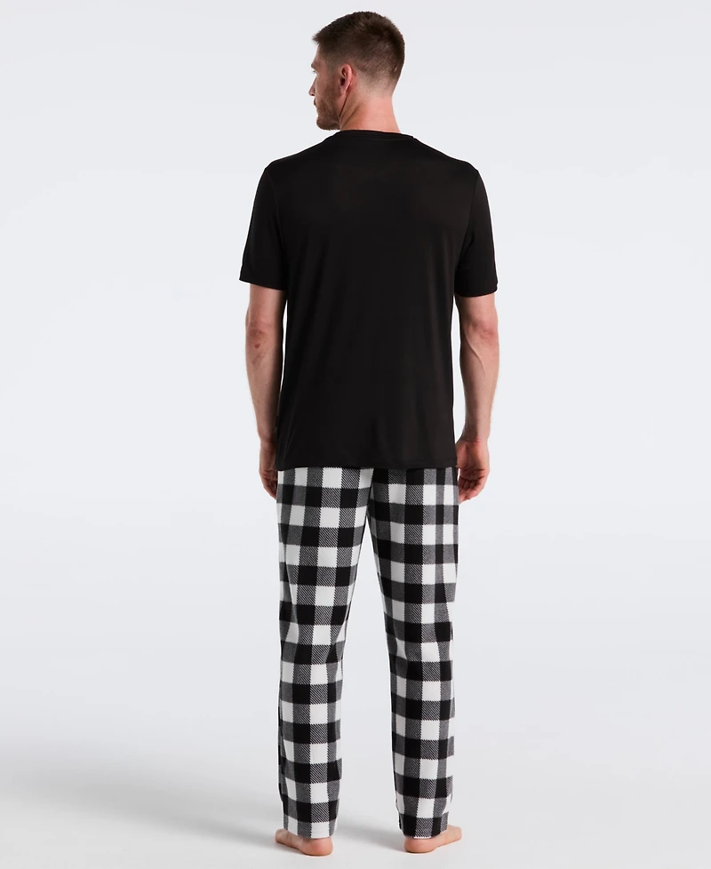 Perry Ellis Portfolio Men's Fleece Buffalo Plaid Print Sleep Pants
