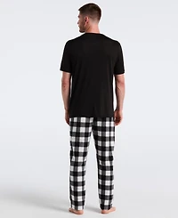 Perry Ellis Portfolio Men's Fleece Buffalo Plaid Print Sleep Pants
