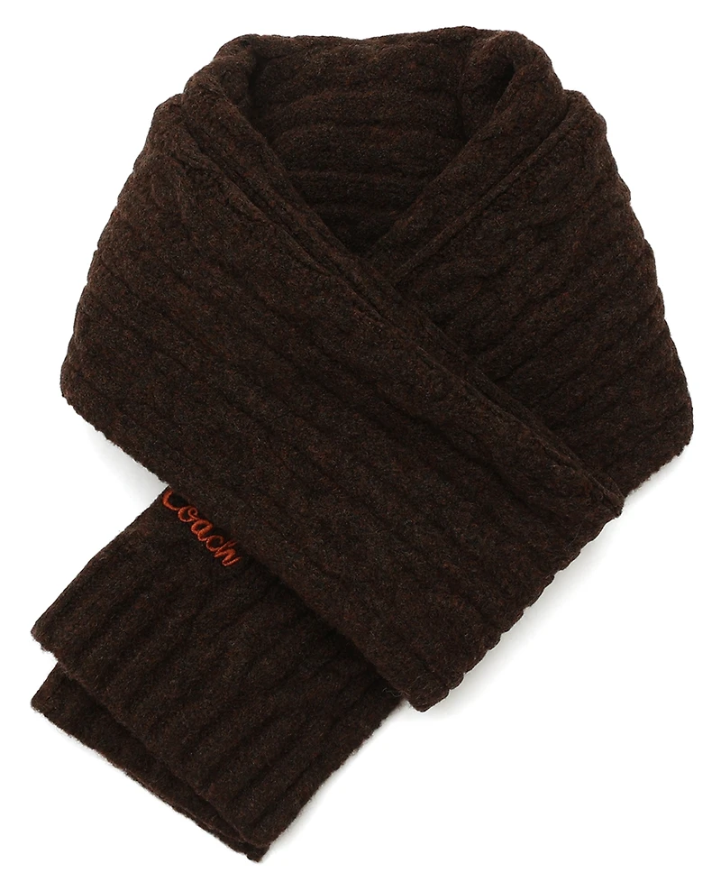 Coach Women's Embroidered Cable-Knit Muffler Scarf