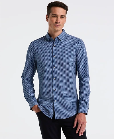 Perry Ellis Men's Long Sleeve Geometric Print Shirt