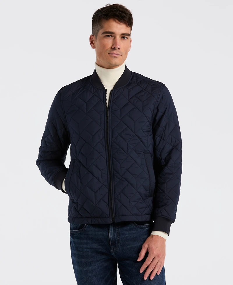 Perry Ellis Men's Geometric Quilted Jacket