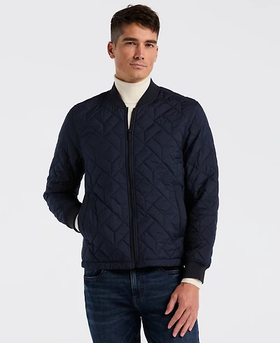 Perry Ellis Men's Geometric Quilted Jacket