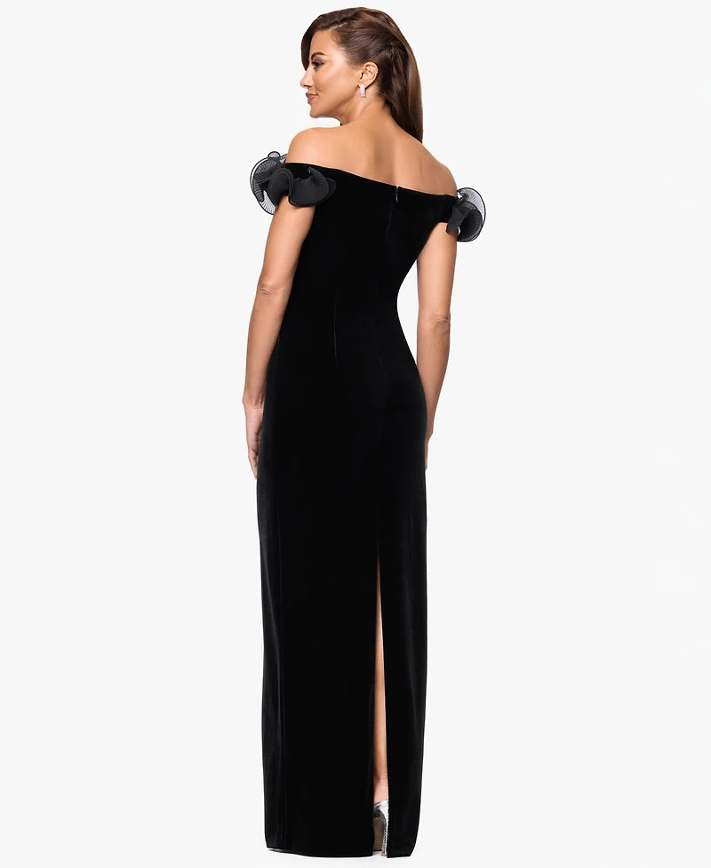 Xscape Petite Off-Shoulder Long Dress