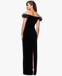 Xscape Petite Off-Shoulder Long Dress