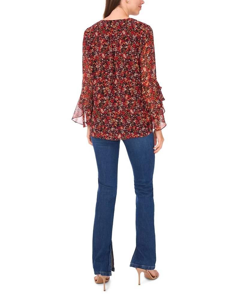Sam & Jess Women's Printed V-Neck Top
