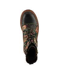 L Artiste Women s Cordea Embroidered Leather Boot with Lug Sole and Rainbow Stitching