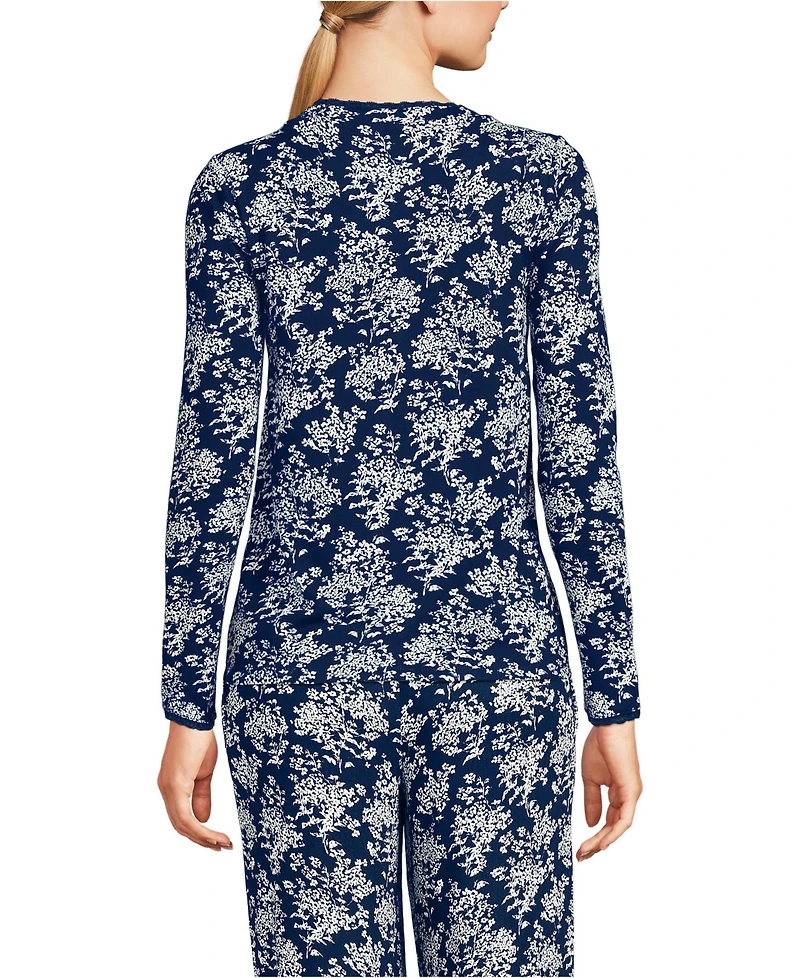 Lands' End Women's Pointelle Long Sleeve Sleep Cardigan