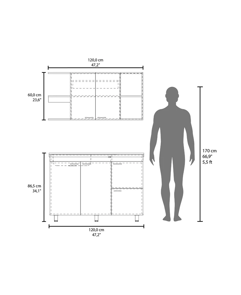 Desert Hills Multifunctional Kitchen Cabinet Set with Ample Storage, White