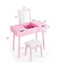 Volenca Makeup Vanity Table Set with Flip Top Mirror and 2 Drawers