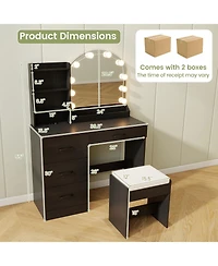 Volenca Makeup Vanity Desk Dressing Table and Stool Set with Mirror and Lights