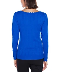 Belldini Women's Scalloped-Trim Boat Neck Sweater