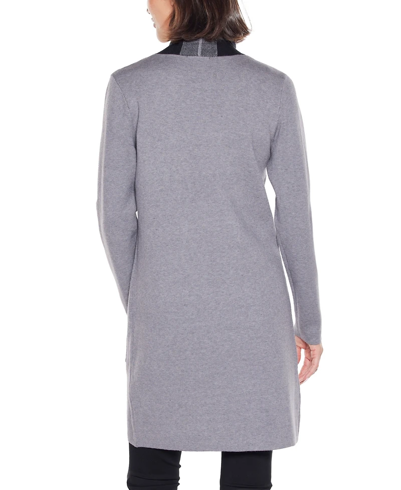 Belldini Women's Black Label Scarf-Effect Open-Front Coatigan Sweater