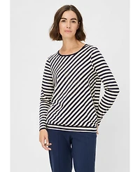 Olsen Women's Embellished Diagonal Striped T-Shirt