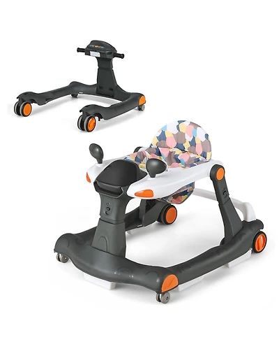 Gymax 2-in-1 Baby Walker Foldable Activity Push Walker w/ Adjustable Height