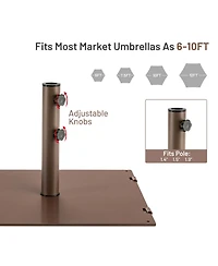 Gymax 10 Ft Patio Table Market Umbrella w/ 24 Solar Led Lights & Heavy-duty Base