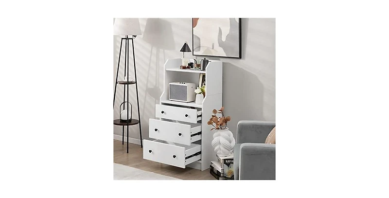 Volenca Modern Storage Dresser with Anti-toppling Device-White