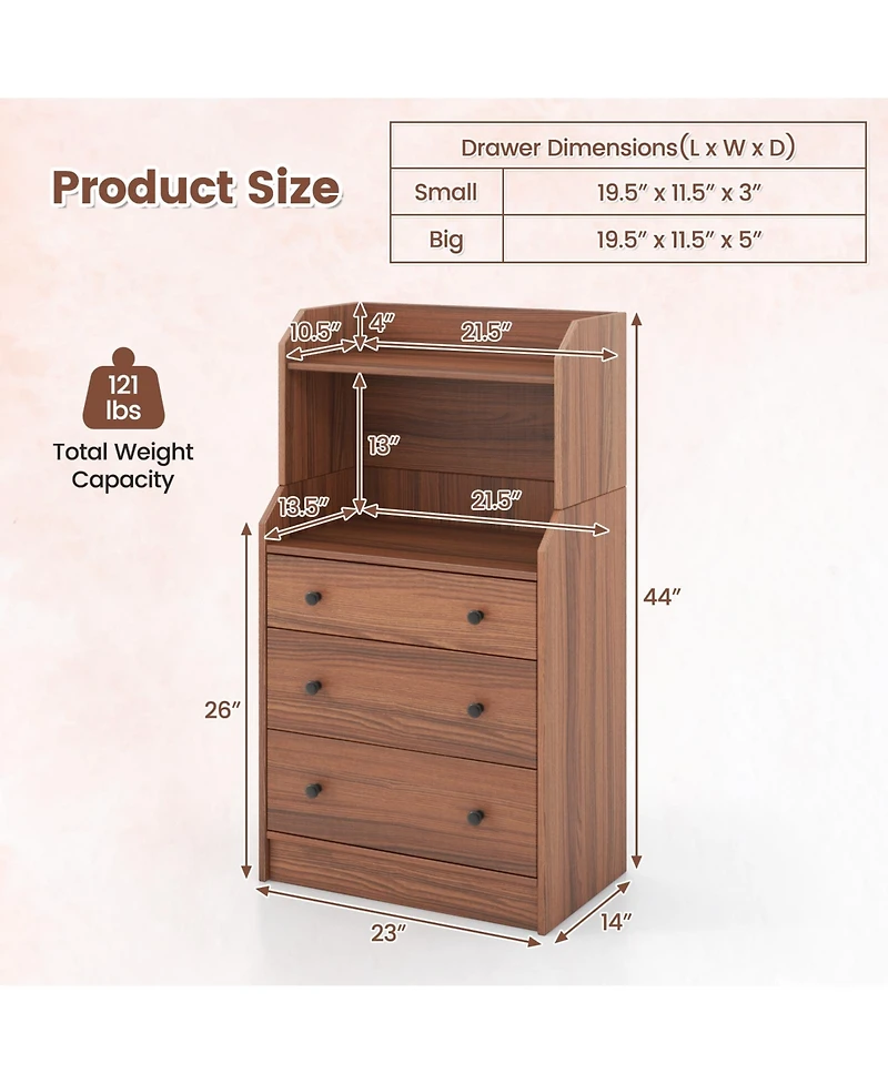 Volenca Modern Storage Dresser with Anti-toppling Device-White