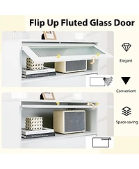 Volenca 4 Drawer Modern Storage Cabinet with Flip Up Fluted Glass Door