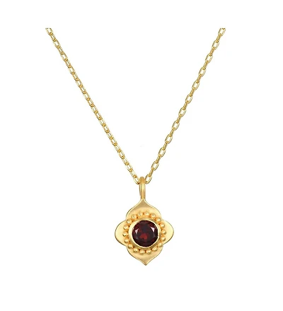 Satya Jewelry Spiritual Strength Garnet Lotus Necklace