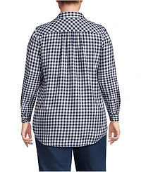 Lands' End Plus Flannel Boyfriend Long Sleeve Shirt