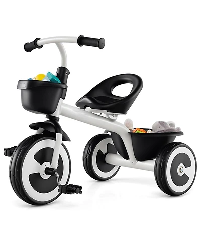 Toddler Tricycle with Adjustable Seat and Storage Baskets for 1.5-5 Years Old