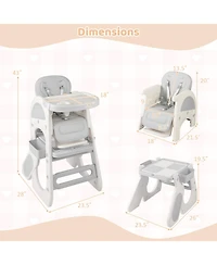 Gymax Convertible Baby Tall Chair 2-Tier Food Tray Feeding Chair for 18+ Month Olds
