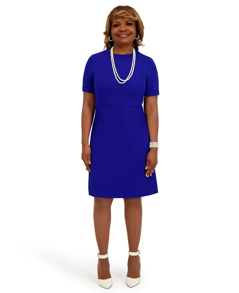 Kasper Women's Short Sleeve Crewneck Dress