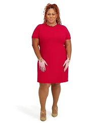 Kasper Women's Short Sleeve Crewneck Dress