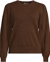 Lands' End Women's Cashmere Puff Sleeve Crew Neck Sweater