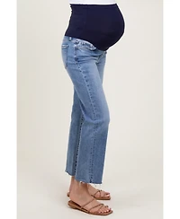 Pinkblush Maternity Blue Cropped Raw Hem Straight Leg Jeans