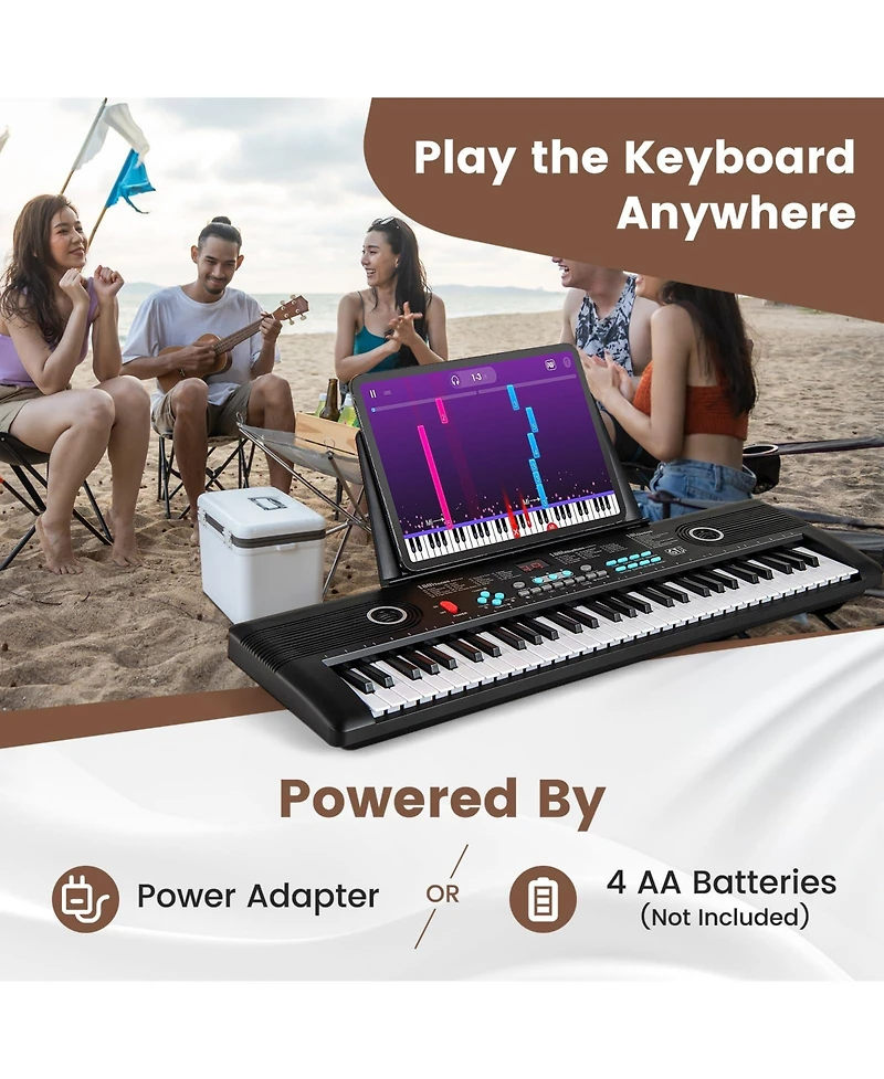 Mecale 61 Key Electric Portable Digital Keyboard Piano for Beginner