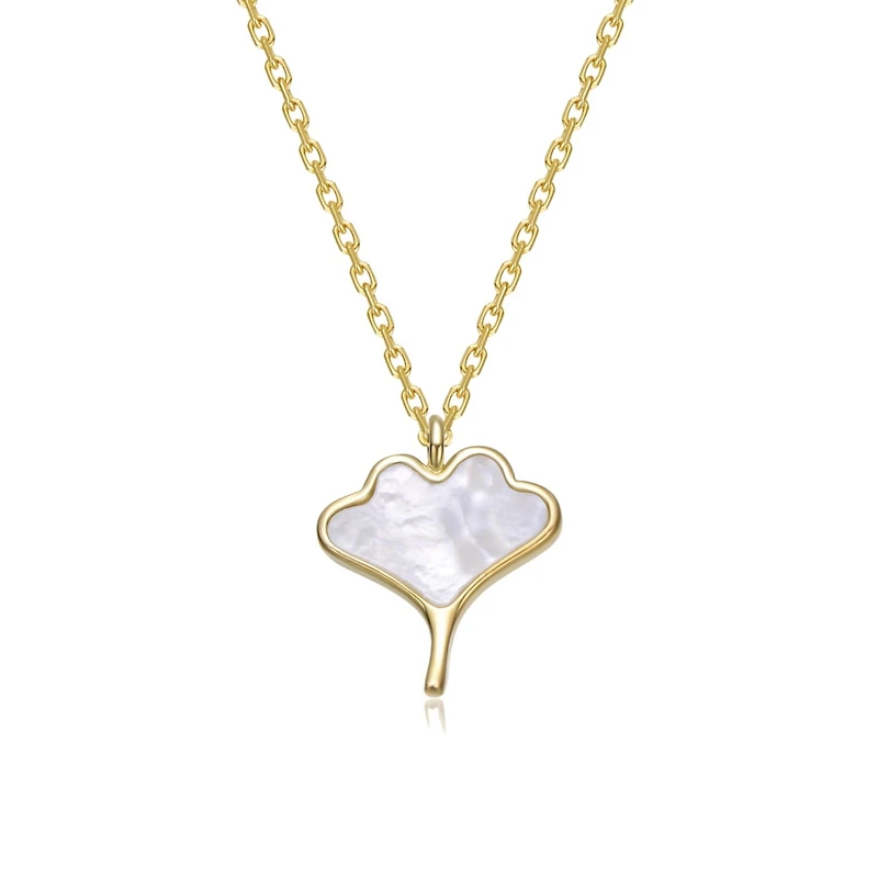 GiGiGirl 14K Gold Plated with White Mother-of-Pearl Design Pendant Necklace