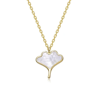 GiGiGirl 14K Gold Plated with White Mother-of-Pearl Design Pendant Necklace