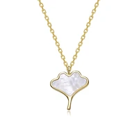 GiGiGirl 14K Gold Plated with White Mother-of-Pearl Design Pendant Necklace
