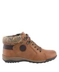Spring Step Clifton Lace-Up Booties with Sweater Cuff and Shock-Absorbing Sole