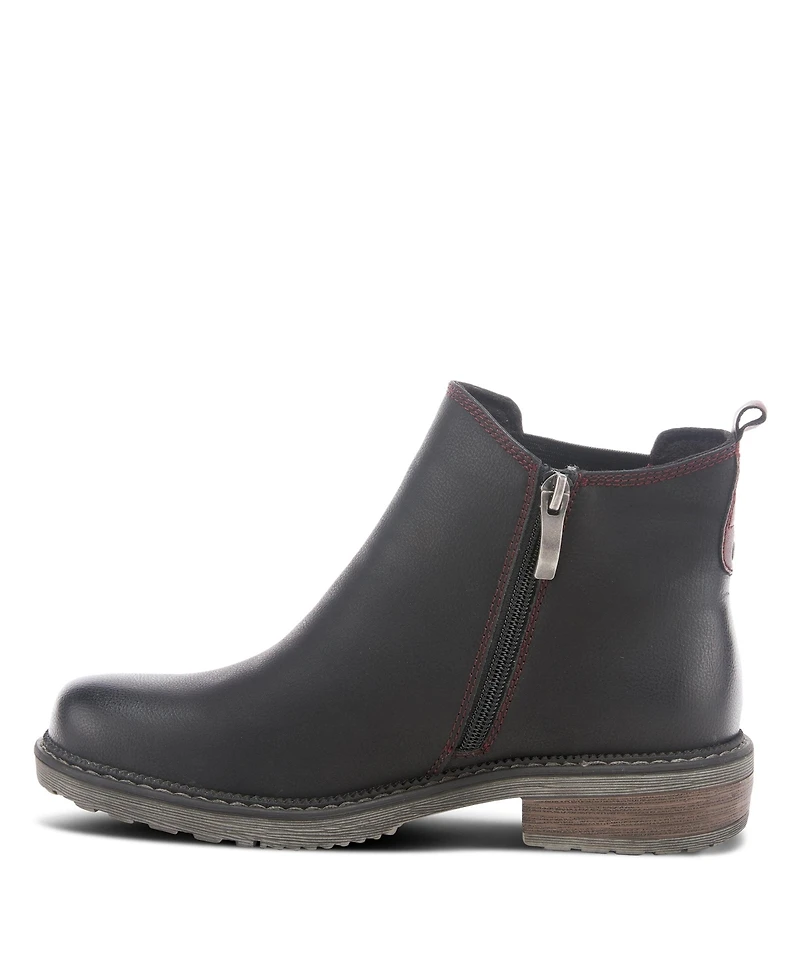 Spring Step Nonia Chelsea-Inspired Bootie with Plaid Stretch Gore and Shock-Absorbing Sole