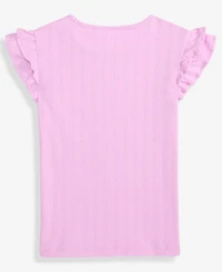 Epic Threads Little & Big Girls Ruffled-Sleeve Pointelle Top, Macy's Exclusive