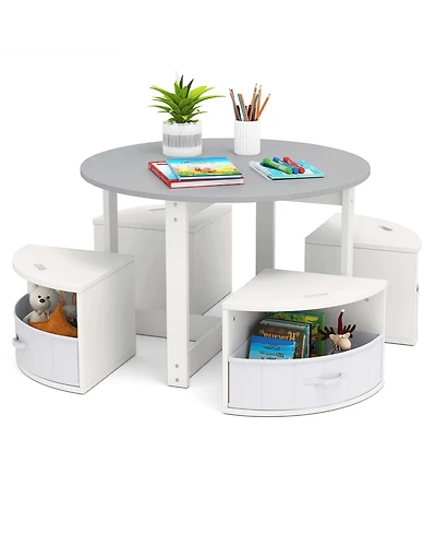 5 Piece Kids Play Table and Chairs Set Round Nesting Toddler Furniture