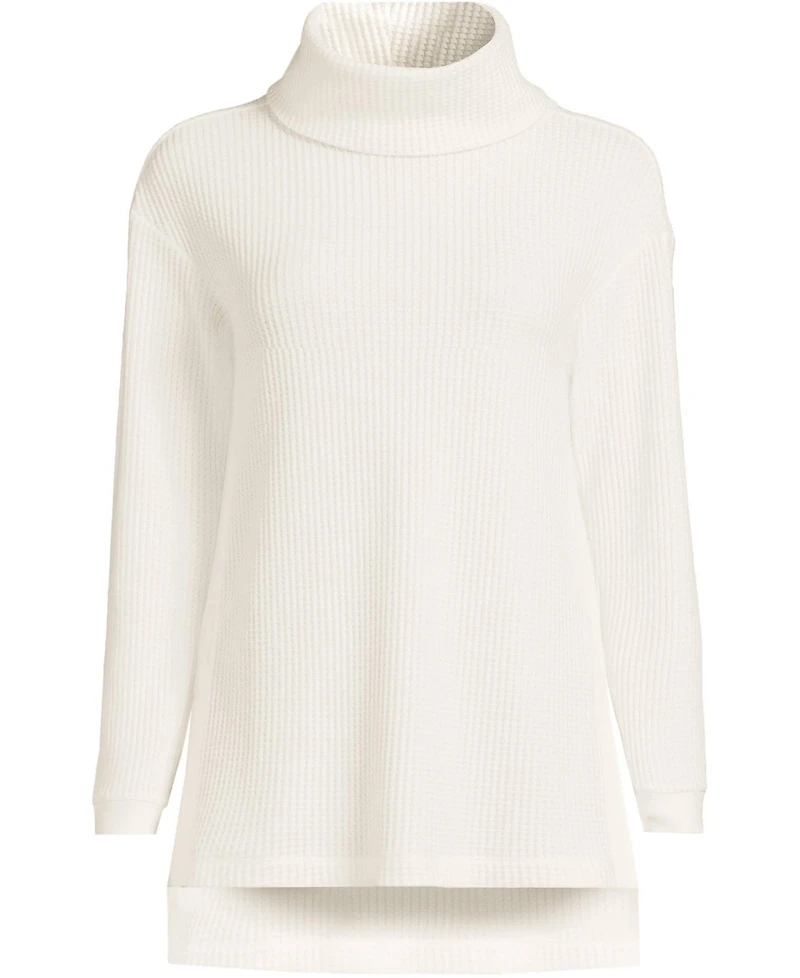 Lands' End Plus Long Sleeve Waffle Cowl Neck Tunic