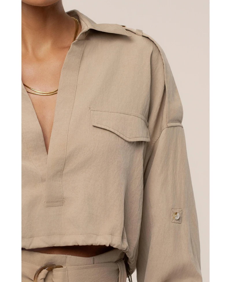 Jluxlabel Women's Oasis Collared Crop Top