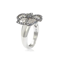 Suzy Levian Sterling Silver Sapphire & Created White Sapphire Flower Ring